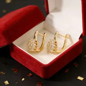 18K Gold-Plated Cubic Zirconia Flower Drop Earrings for Women, 925 Silver Needle Dangle Earrings, Elegant Wedding Party Jewelry Gift