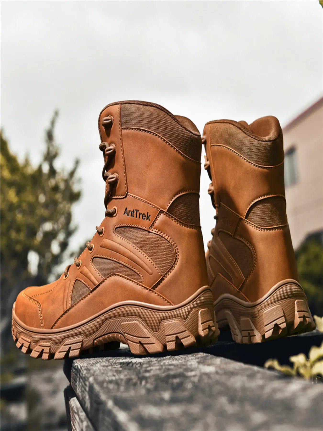 Men's Versatile Casual Fashion High Top Military Boots, Anti-Slip Durable Lightweight Comfort, Nylon Upper Rubber Sole, Ideal for Commuting and Outdoor Wear