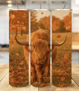 Curley the Highland Cow 20oz Skinny Tumbler - Farm-Inspired Drinkware with Unique Highland Cow Design, Perfect for Portable Beverages