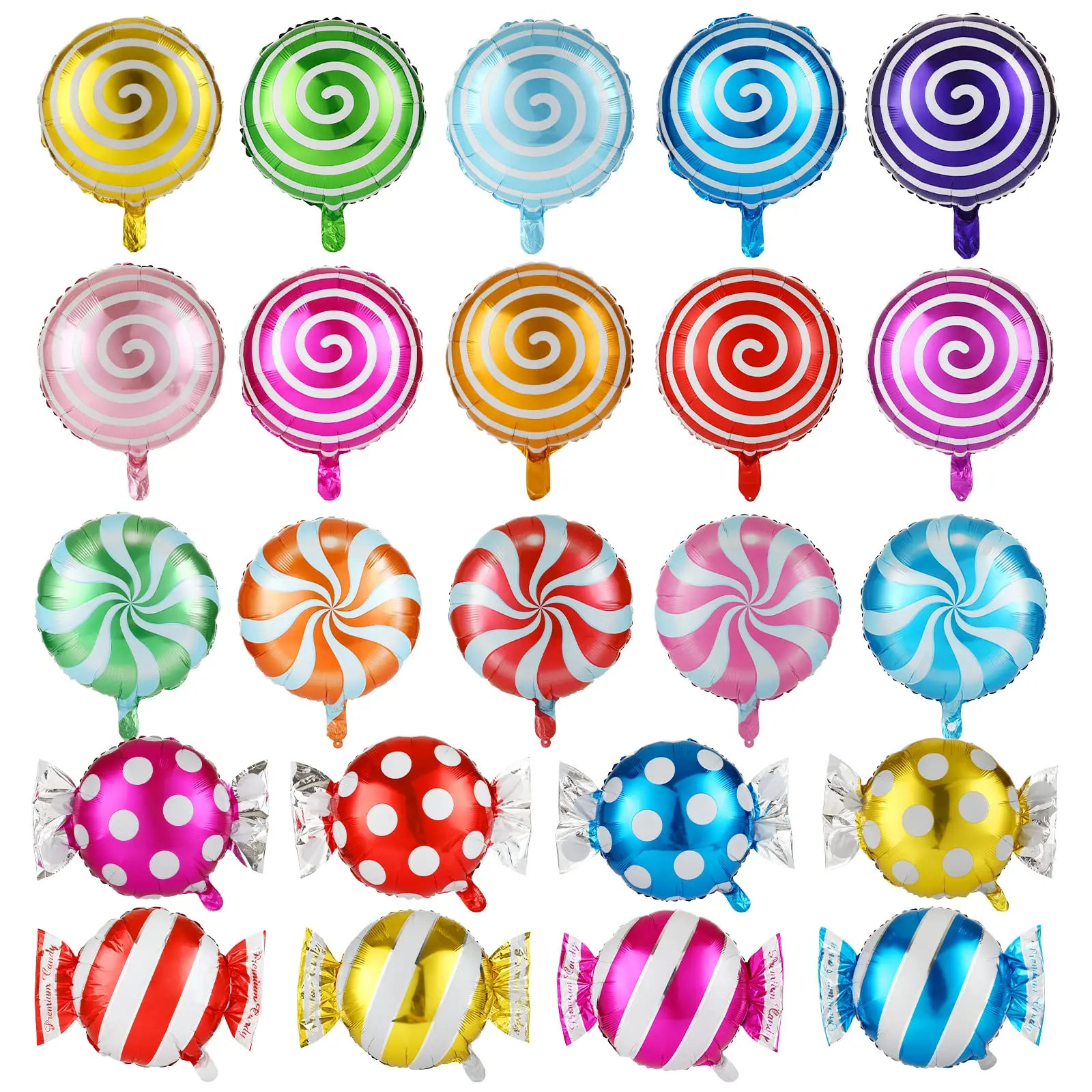 23PCS Sweet Candy Bar Balloons, 18" Foil Lollipop Mylar Balloons for Baby Shower, Party Decorations