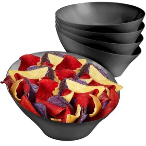 54oz Black Plastic Serving Bowls (4 Pack) Large Disposable Snack Bowl Candy Dishes, Buffet Containers, Chips, Popcorn, Snacks, Punch, Salad Bar, Parties, Office Desk, Bridal Shower, Party Supplies