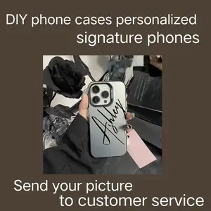 Custom iPhone phone case with handwritten signature, silver luxury protective cover, compatible with Apple iPhone 12–17 models, personalized name gift