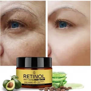 Retinol Anti-Wrinkle Night Cream with Collagen, Hyaluronic Acid, Caffeine, Firming Moisturizer, Skincare, 50g