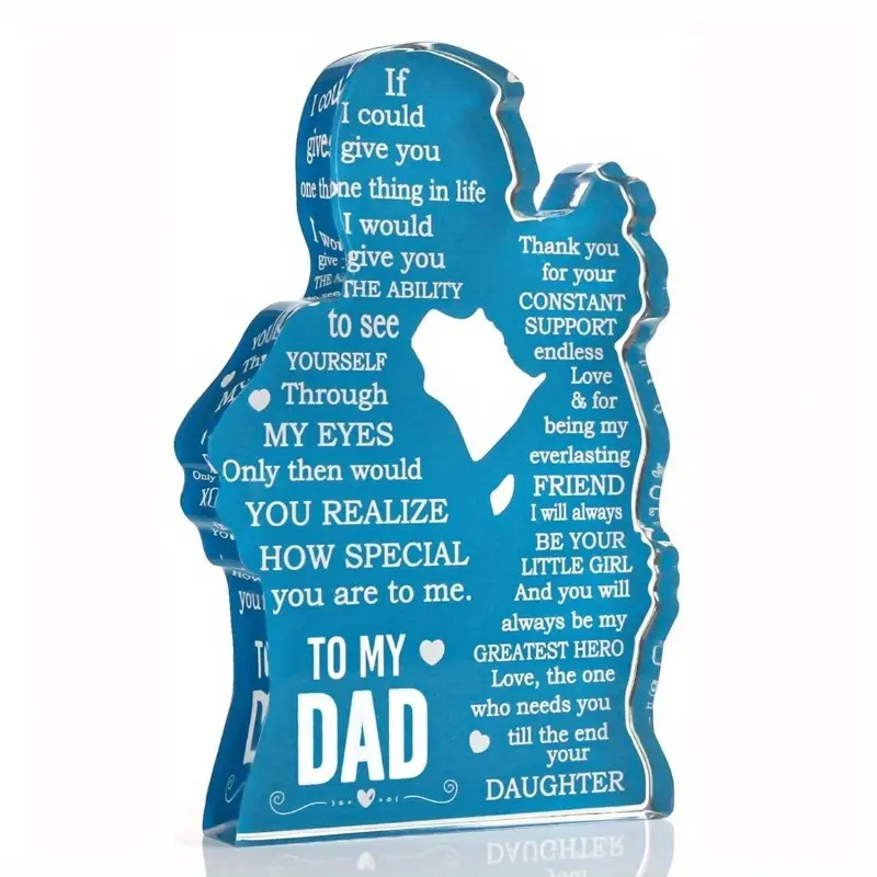 Cool Gifts for Dad From Daughter, Father's Day Gifts, Birthday Present Ideas, Acrylic Plaque Sign, Heart Plaque, Dad Desk Decor, Desk Signage Decoration, Best Dad Ever, Home Decor Gifts