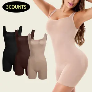 [3PCS]Women Yoga Romper Workout Ribbed Square Neck One Piece Seamless Tank Top Jumpsuit Stretchable Activewear Athletic Style Activewear Fitness Sport Outfits