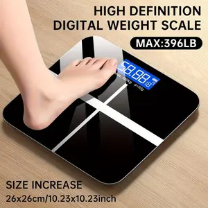 scale, 396lb digital bathroom scale, high precision weight scale, with LED HD display and temperature display, switchable between kilograms pounds, extra wide platform, high precision weighing