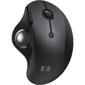 Wireless Thumb Control Trackball Mouse - Rechargeable, Multi-Device Connection, Smooth & Precise, Ball Enhances Efficiency, Compatible with Android/Windows Computers, Black, Manufacturer Warranty