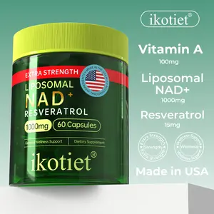 ikotiet Liposomal NAD+ Resveratrol Dietary Capsules, Supports the Immune System and Vision, Repairs DNA, Ideal for People with Sedentary and Demanding Jobs, 60-Capsule Bottle