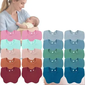 DOSMINE 20 Pack Baby Muslin Bibs 6-Layer Soft Absorbent Dual-Adjustable Snap Closures for Newborns to 12 Months Multi-Functional Burp Cloths Ideal for Everyday Use - Gifts