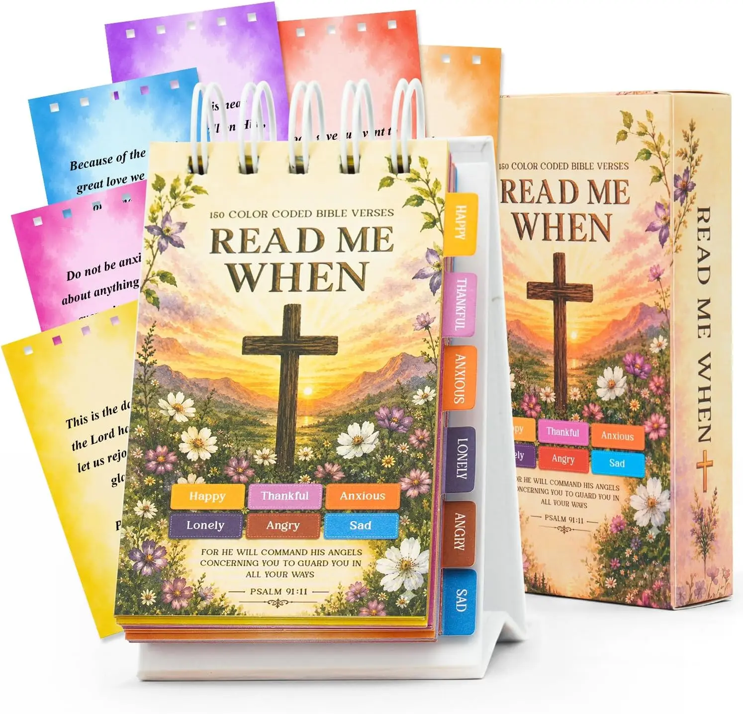 Daily Bible Verse Desk Flip - 150 Scripture Cards - Religious, Christian Gifts for Women