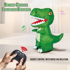 A set of 2.4G remote-controlled inflatable dinosaur, with one-button inflation/deflation, can move forward, backward, rotate left and right, and play music. It is a children's birthday gift, perfect for parent-child interaction and summer games.