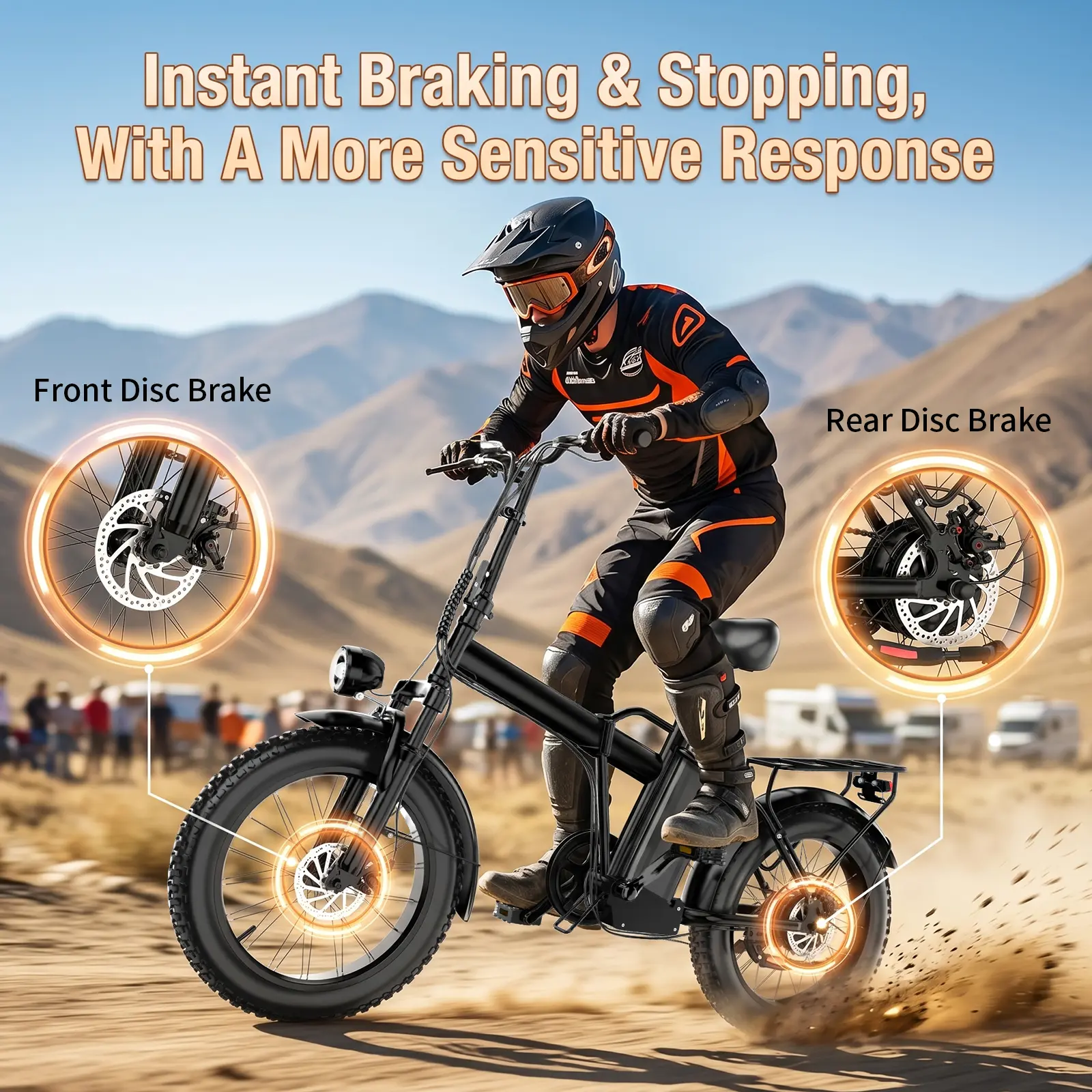 20-in Adult Double-Seat Folding Mountain Ebike - 700W High-Speed Motor, 20 MPH Maximum Speed