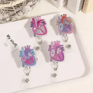 Anatomical Heart Badge Reel Clip, Cardiology Retractable ID Holder, Cardiologist Cardiac Nurse Badge Reel, Heart Surgeon Gift