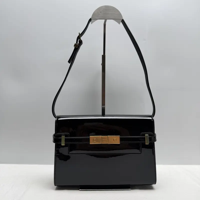 Pre-owned YSL Patent Shoulder Bags Manhattan Small Black GIA1014