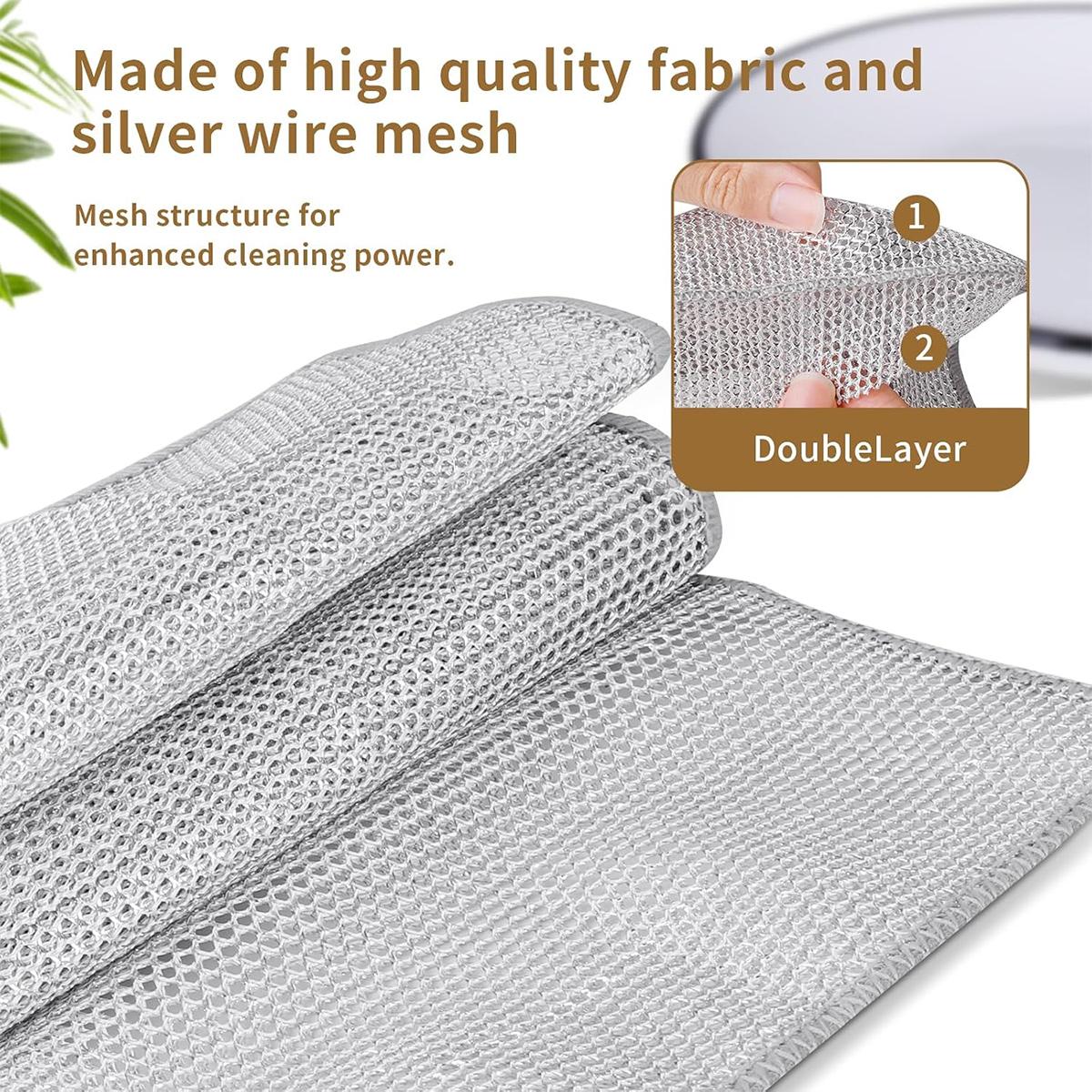 SSYERT 12 PCS Non Scratch Wire Dishcloth, Multipurpose Wire Dishwashing Rag for Wet and Dry,  Reusable Steel Scrubber for Kitchen Cleaning, Traditional