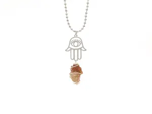 Pecos Diamond Crystal Hamsa Hand Evil Eye Necklace