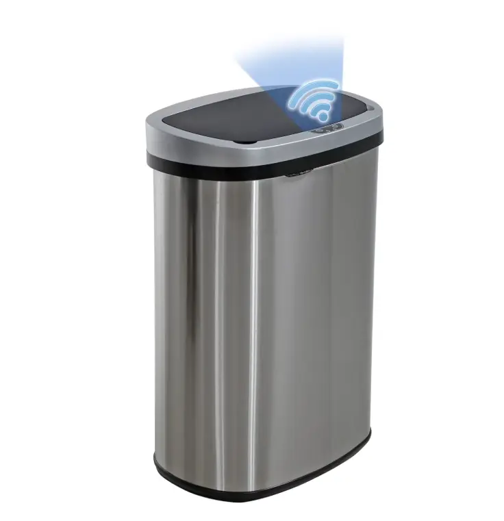 13 Gallon Stainless Steel Touchless Kitchen Trash Can with Motion Sensor for Indoor Use Silver 13 Gallon Stainless Steel Touchless Kitchen Trash Can with Motion Sensor for Indoor Use Silver
