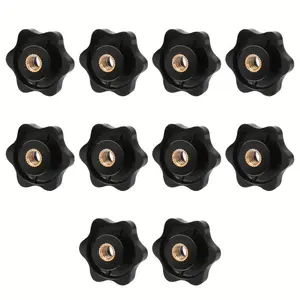 10pcs black star knob set, M6 X32mm, textured plastic screw knobs, threaded clamp knobs, for lawn mower handles, cabinets, industrial mechanical latches, durable metal material, polished finish