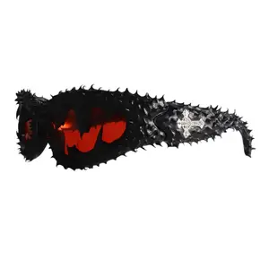 Women's Spiked Gothic Sunglasses - Flame Lens, UV400 Protection, for Punk Streetwear & Festivals