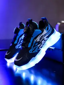 Colorful Light Up Shoes for Kids, Lightweight Breathable Shoes, USB Rechargeable Sneakers with 7 Lighting Modes & Rotary Switch, Breathable Mesh & Memory Foam for Comfort, Girls Boys Running Shoes for Play, Sports, Parties, Night Walks, Gift for Summe