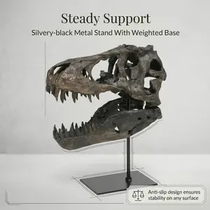 T-Rex Skull Decor - Weatherproof Resin T-Rex Skeleton Replica Statue (Handmade Realistic Bone Texture, Prehistoric Decor for Indoor/ Outdoor, Dinosaur Home Decor, Resin Sculptures, Christmas Gift for Dino Enthusiasts, Dinosaur Figurine