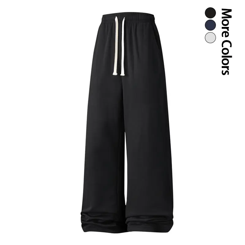 Men's Solid Color Fleece Lined Drawstring Waist Joggers, Autumn and spring Casual Slim Fit Straight Black Pants pantalones para hombre Classic Stylish pantalones para hombre