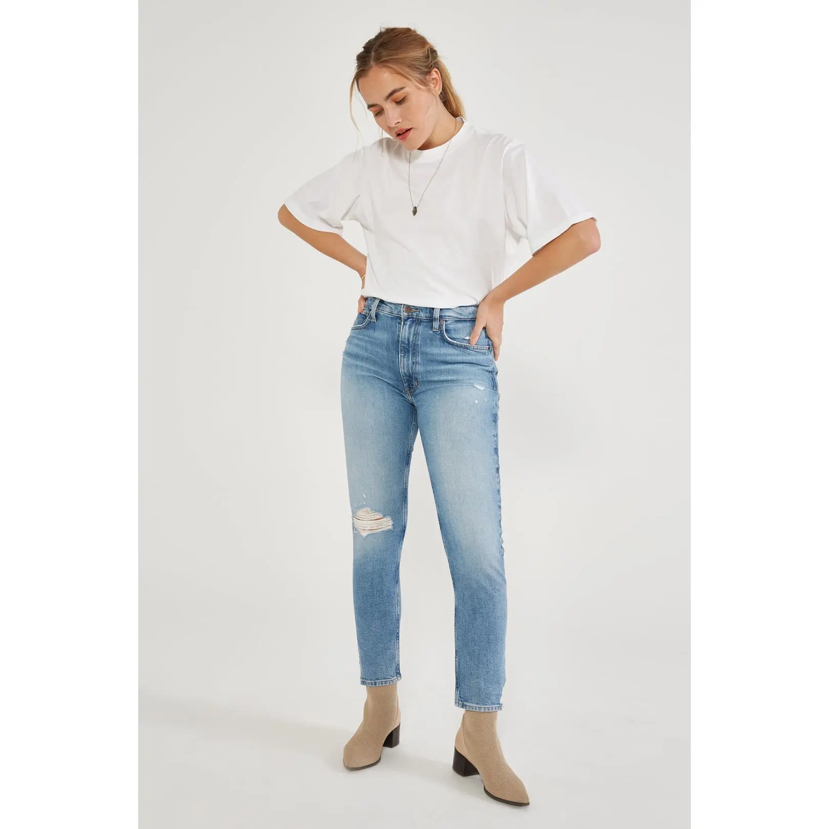 Etica Scarlet Mid Rise Slim Rock Pool Denim Jeans