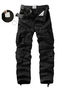 Men's Cargo Pants, Casual Outdoor Camo Pants, Relaxed Fit Work Pants with Multi Pockets (No Belt)