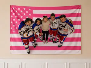 Pink Hockey Team Tapestry Wall Hanging, Trendy Sports Inspired Room Decor, Aesthetic Dorm Bedroom Fabric Poster,Tapestry Wall Hanging