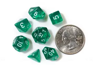 Tiny Green | Mini Translucent Dice Set (7)