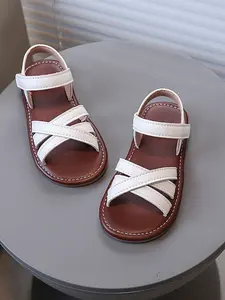 Girl's Solid Color Strappy Sandals, Casual Open Toe Sandals for Summer, Fashionable Shoes for Kids
