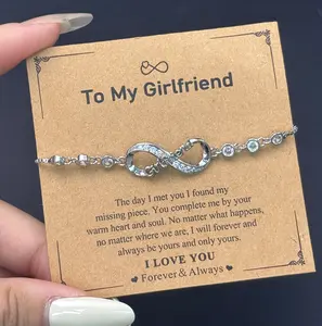 "To my girlfriend "Infinity Bracelets for Women Adjustable ForeverLove Bracelet with Cubic Zirconia Gift for Girlfriend Anniversary Birthday Jewelry