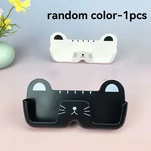 Cute Cat Design Wall-Mounted Eyeglass Holder, No Drilling Required, Ideal for Bathroom Entry, Fashionable Glasses Storage Solution, Home Organizers