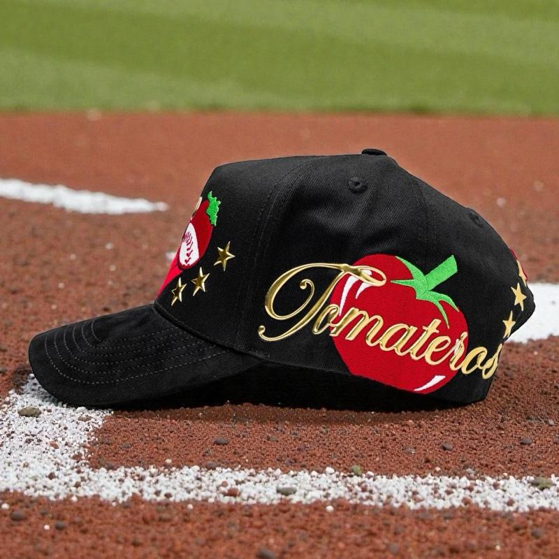 Bragado Brand Tomateros de Culiacan Premium Black Suede Snapback with Silk Interior Adjustable Fit Burgundy/Gold Limited Edition Hat