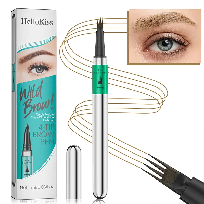 4-Tip Eyebrow Pen Brow Pencil, Waterproof Cosmetic with Precision Prong Tip, Daily Makeup Tool for Filling Sparse Areas, Soft Natural Look Definition for Everyday Wear