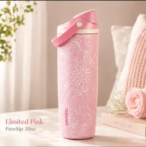 Owala FreeSip Sway 30oz Pink Coastal Bohemian Birthday Bash Beach Tumbler | Leakproof Insulated Stainless Steel Water Bottle | Cute Pink Travel Gym Daily Hydration Cup Gift for Her