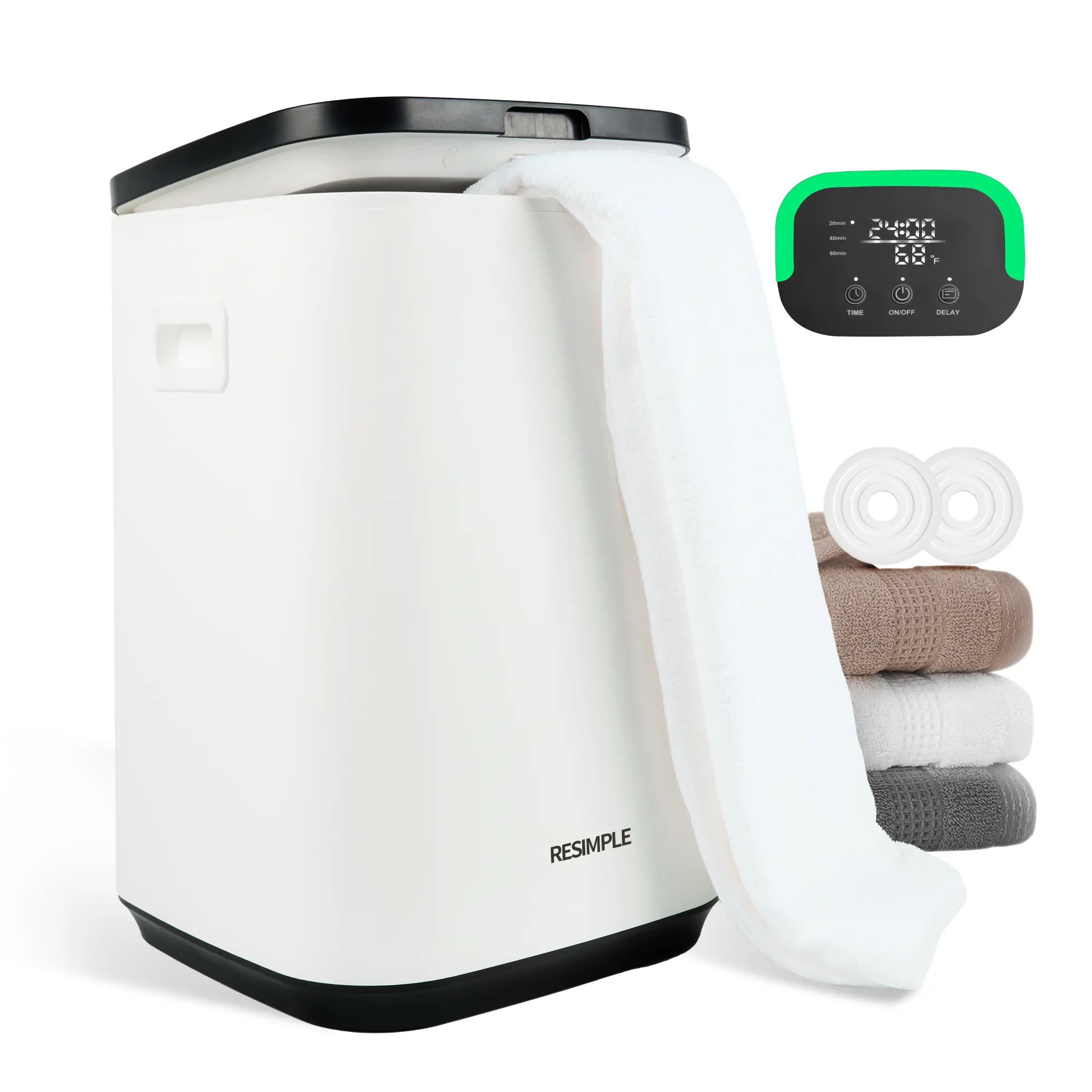 Towel Warmer Bucket, Large Towel Warmer With 3 Heating Modes, Heat Time 20/40/60 Min Adjustable, Auto Shut Off And Up To 24 Hour Delay Timer, Towel Heater For Oversize Bathrobes Blankets