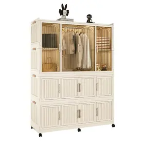 Bellemave  Portable Wardrobe Closet Storage Organizer for Clothes,Clothes Dresser,12 Magnetic Doors-12 Cubes & 1 Hanging Rod,6 pcs hangers ,  Wardrobe Storage Cabinet,White
