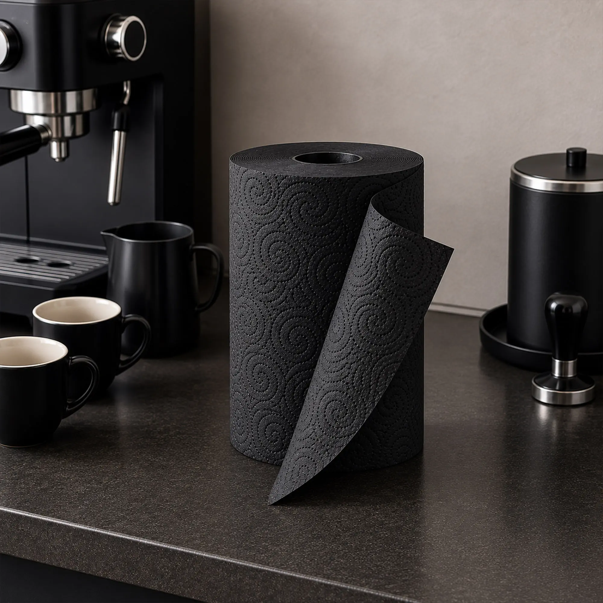 Renova Black Paper Towel Jumbo Roll - 2 Ply, 120 Highly Absorbent Sheets - Achieve a Professional and Polished Image with Style- Unique and Different