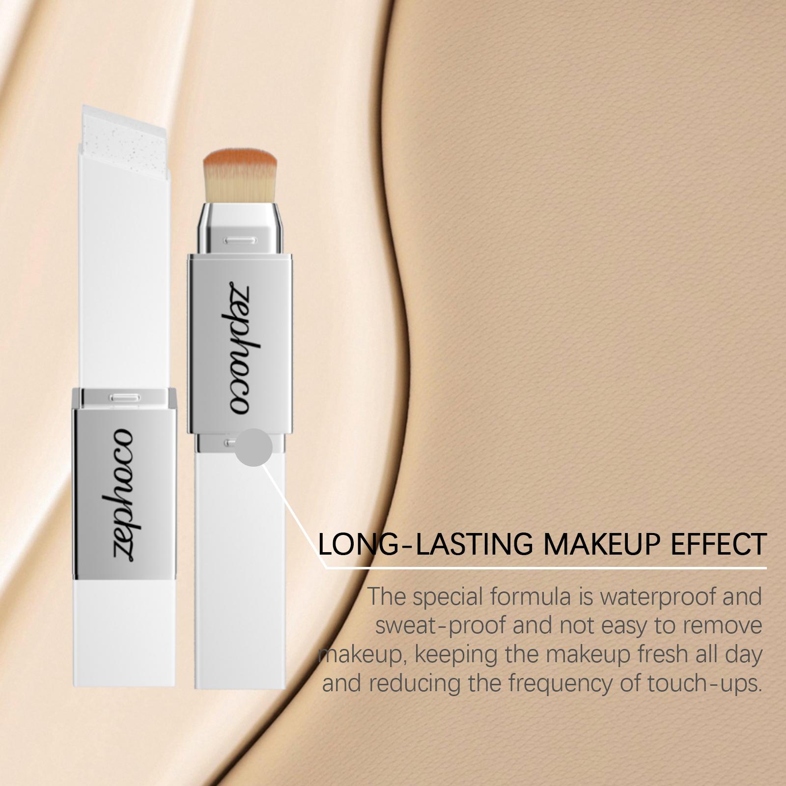 Zephoco 2-in-1 Color-Changing Foundation Stick Natural Shade Lightweight Hydrating Seamless Blending No Cakey Finish Sheer Breathable Coverage Concealer Makeup