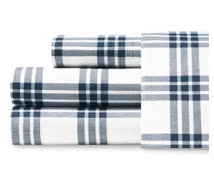 Eddie Bauer Basic Plaid Dusted Indigo King Sheet Set