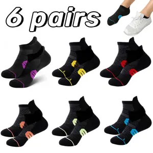 6 Pairs Women’s Breathable Compression Running Socks - Cushioned Ankle Support, Quick-Dry,