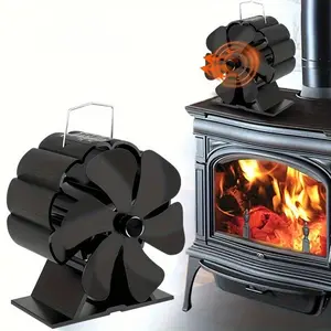Heat Powered Fireplace Fan,Wood Stove Fans Non Electric Save Energy,With Magnetic Thermometer,6 Blade Fireplace Fan,Quiet Fireplace Fan Stove Fan,for Large Wood Burning Stoves and Heaters, Home Appliances