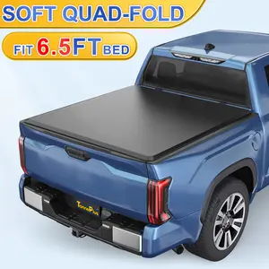 TonnePlus Soft Quad-Fold Truck Bed Tonneau Cover Compatible with 2022-2026 Toyota Tundra ; Lightning | 6.5FT 6'7" (78.7") Bed |