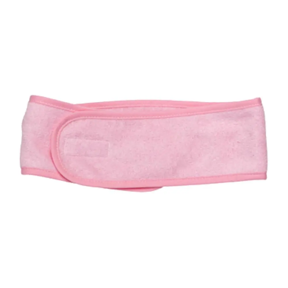 Women's Pink Terry Cloth Headband - Soft, Washable Female Spa Facial Band with Adjustable Velcro Closure for Skincare, Makeup, Soft And Washable