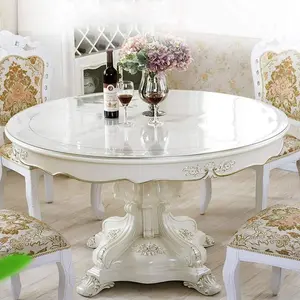 2.0MM Thickened Environmentally Friendly Round PVC Tablecloth Waterproof Oil-Resistant High-Temperature Resistant Upgraded Version Multiple Diameter for Selection Party Table Decor