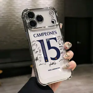 Champions M-Madrid Pattern Phone Case Compatible with iPhone 17 Air 16 15 14 13 12 11 Pro Max Plus Samsung S26 S25 S24 S23 S22 Plus Ultra with an Electroplated Frame, Drop-Proof, And a Transparent Soft Back Cover