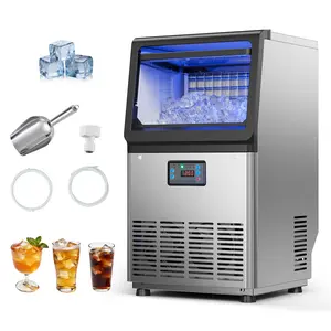 VEVOR Commercial Ice Maker Machine, 80 lbs/24h with 13 lbs Storage Capacity, Countertop/Freestanding/Under Counter, Stainless Steel Ice Maker with LED Display & Self-Cleaning, for Home Bar Restaurant