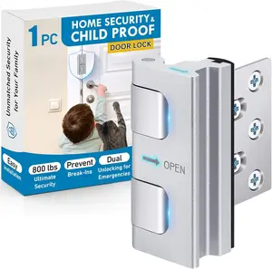 Home Security Door Reinforcement Lock. Door Security Lock Withstand 800 lbs for Inward Swinging Door