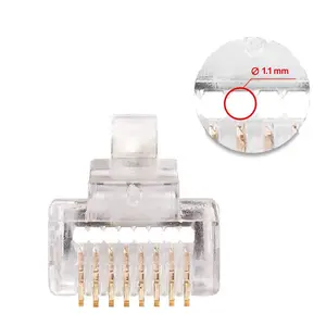 CAT6 RJ45 Connectors, Pass-Through (Modular Plugs, Ethernet Plugs, Network Connectors, Category 6 Connectors) for 23-24 AWG Solid or Stranded UTP Cables